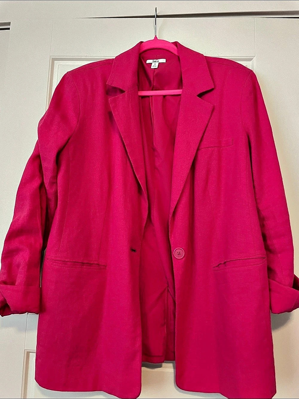 bar III Linen Blazer in Pink Size Medium Like New